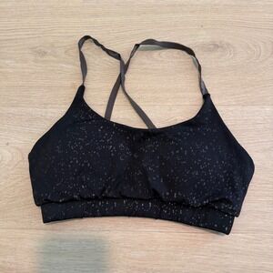 ProPlayer Womens Black Reflective Speckled Sports Bra Adjustable Straps Small